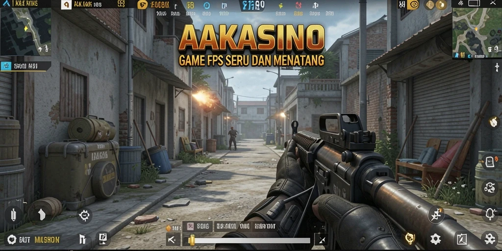 Screenshot menunjukkan aksi tembak-menembak intens di AAKASINO.