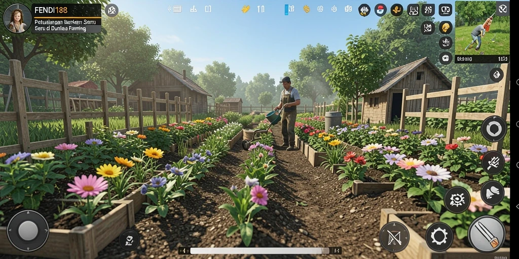 Tampilan menarik dari gameplay FENDI188 yang menampilkan kebun yang subur.