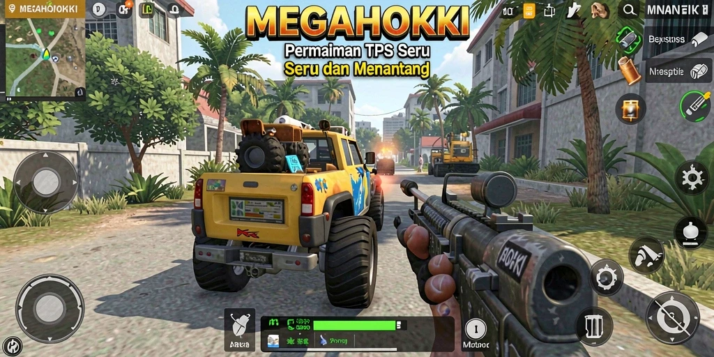 Tampilan gameplay intens MEGAHOKI dengan aksi seru.