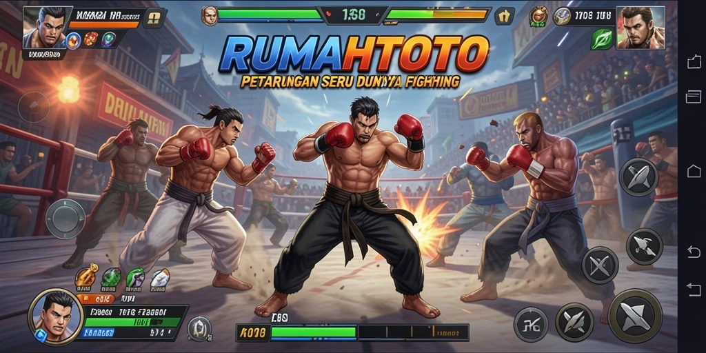 Tampilan gameplay terbaik dari RUMAHTOTO dalam aksi bertarung.