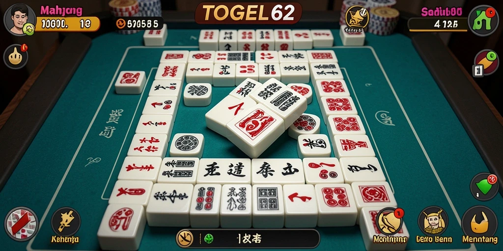Screenshot utama TOGEL62 menampilkan gameplay Mahjong yang seru.