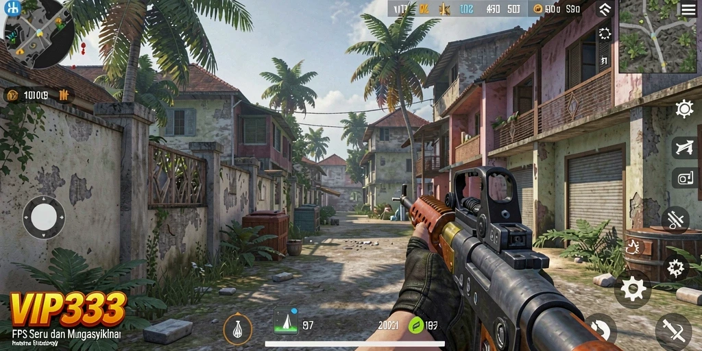 Tampilan action seru dalam permainan FPS VIP333.