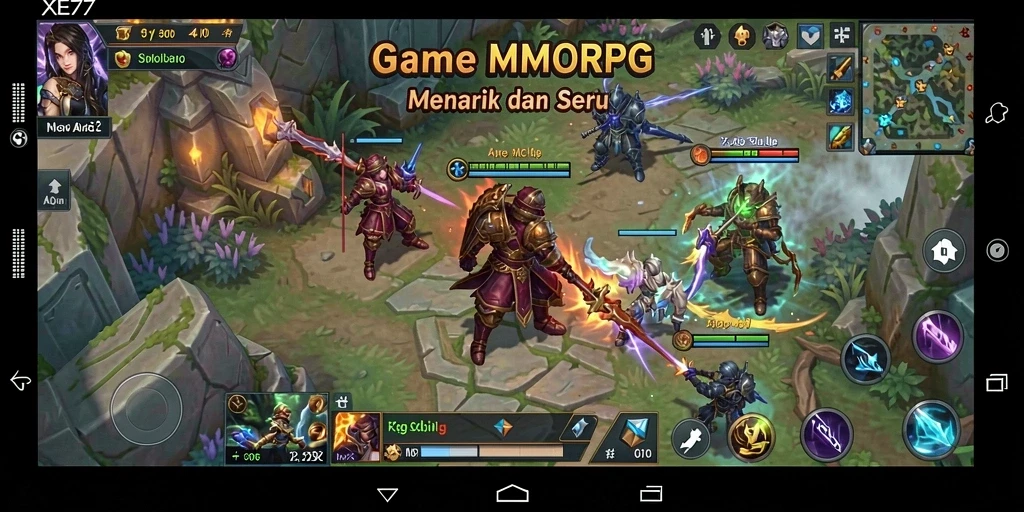 Tampilan gameplay menarik dalam dunia fantasi XE77.